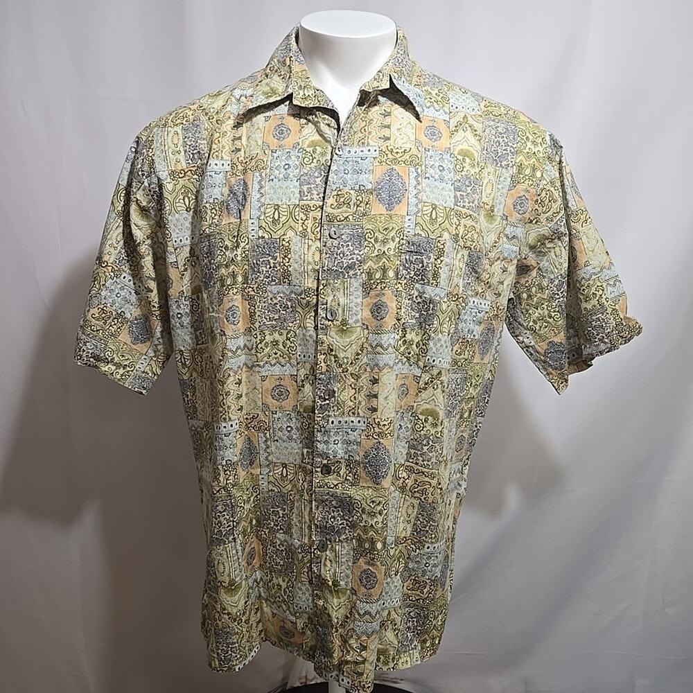 Tori Richard Hawaiian Shirt Mens Size Large 100% Cotton Lawn Patchwork Paisley